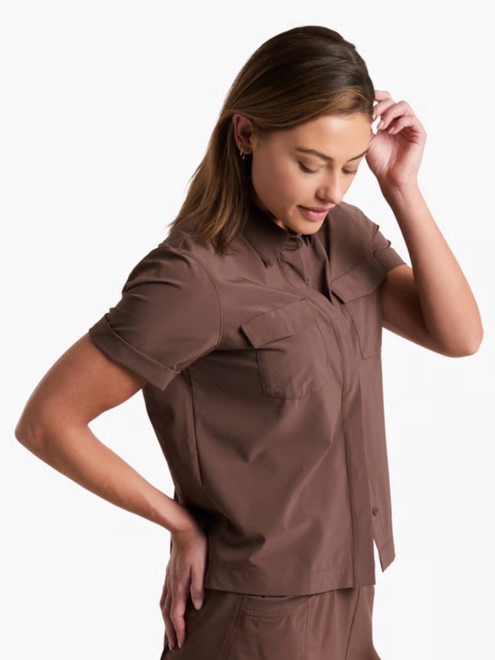 Kuhl Women's Short Sleeve Button-Down Shirt - Brown